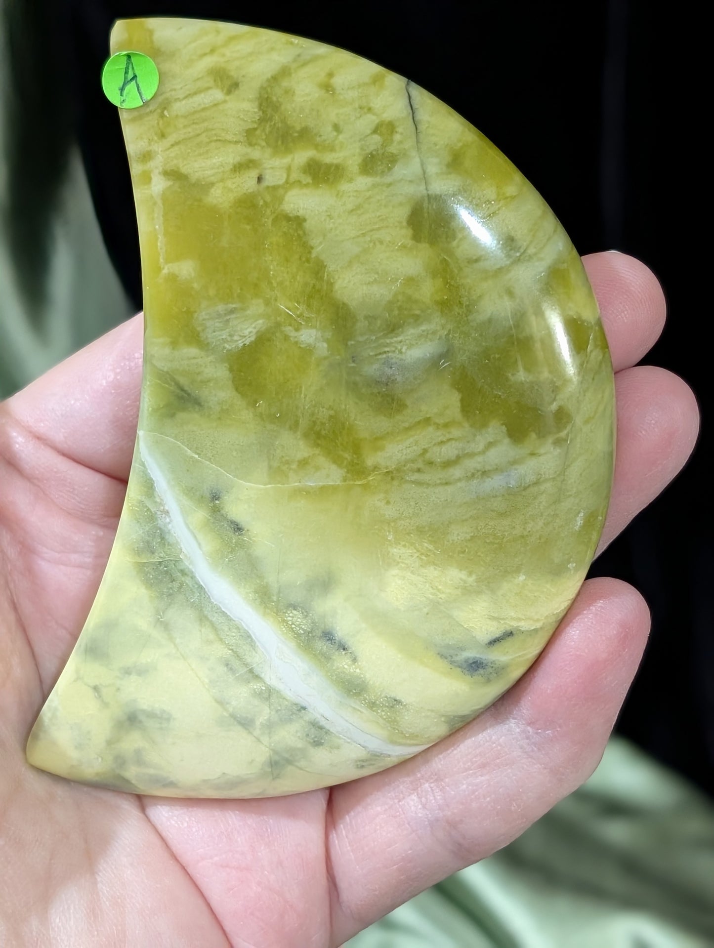 Hand Carved Green Jade Moon 1A3