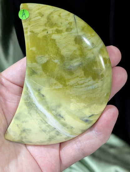 Hand Carved Green Jade Moon 1A3