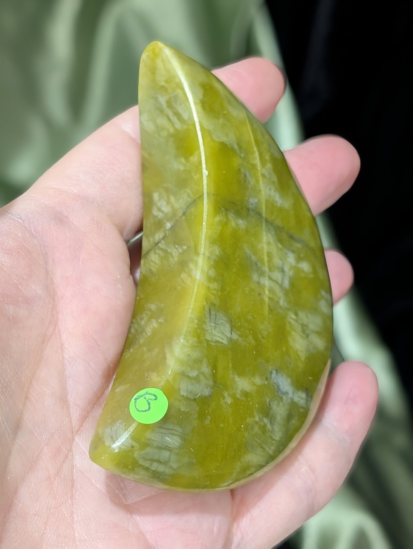 Hand Carved Green Jade Moon 1B3