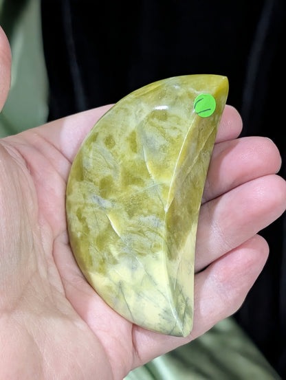 Hand Carved Green Jade Moon 1C2