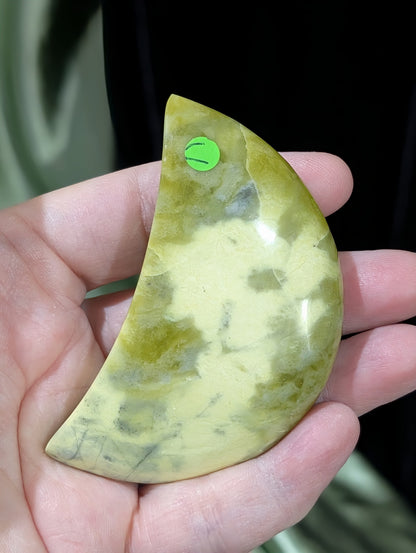 Hand Carved Green Jade Moon 1C3