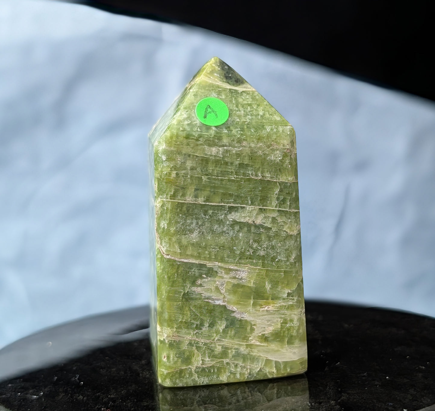 Hand Carved Green Tremolite Tower