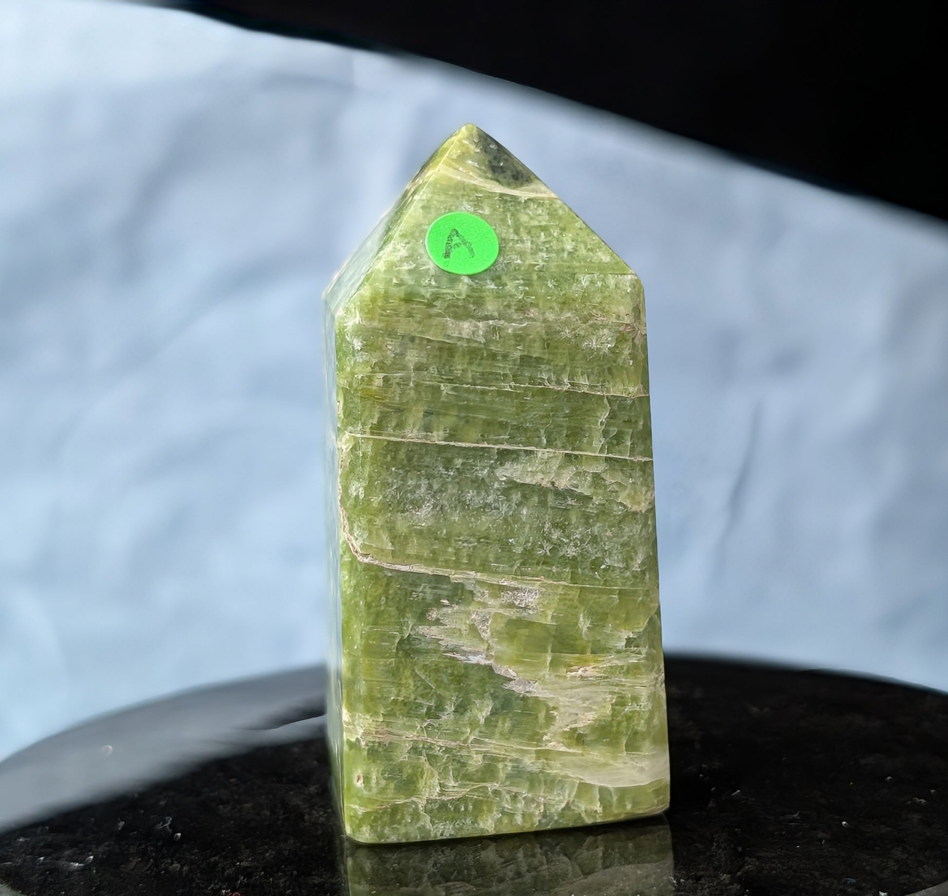 Hand Carved Green Tremolite Tower