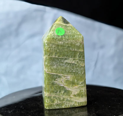 Hand Carved Green Tremolite Tower