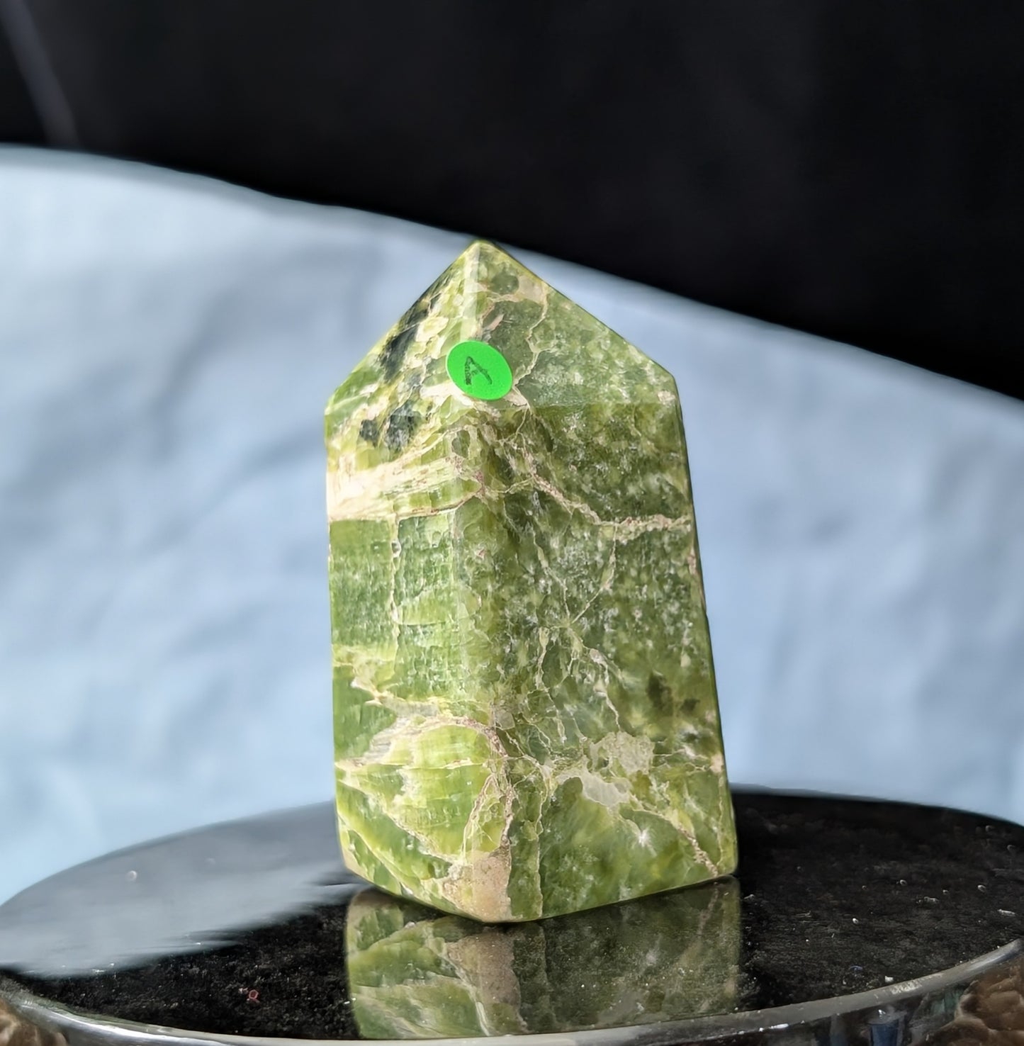Hand Carved Green Tremolite Tower