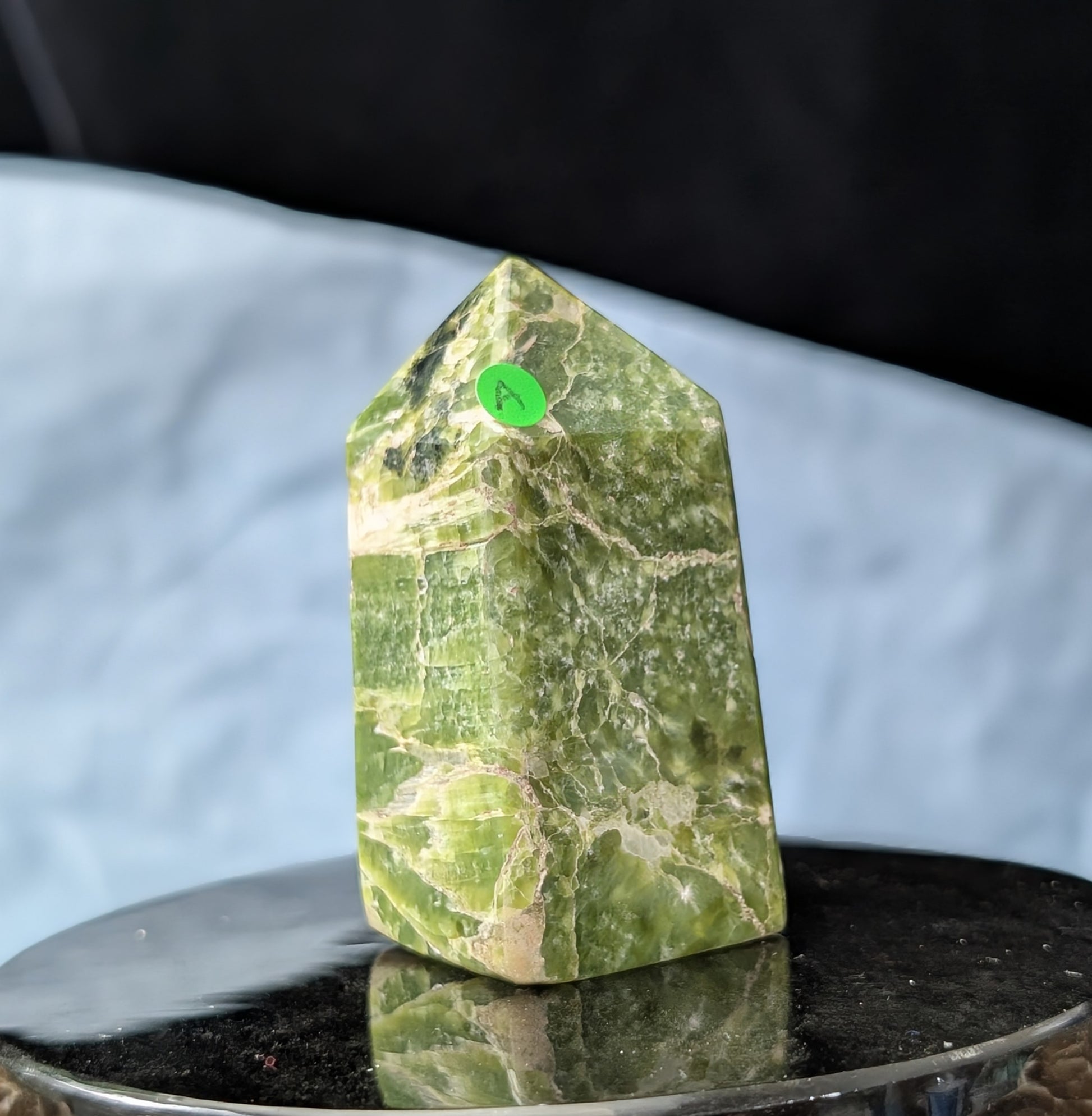 Hand Carved Green Tremolite Tower