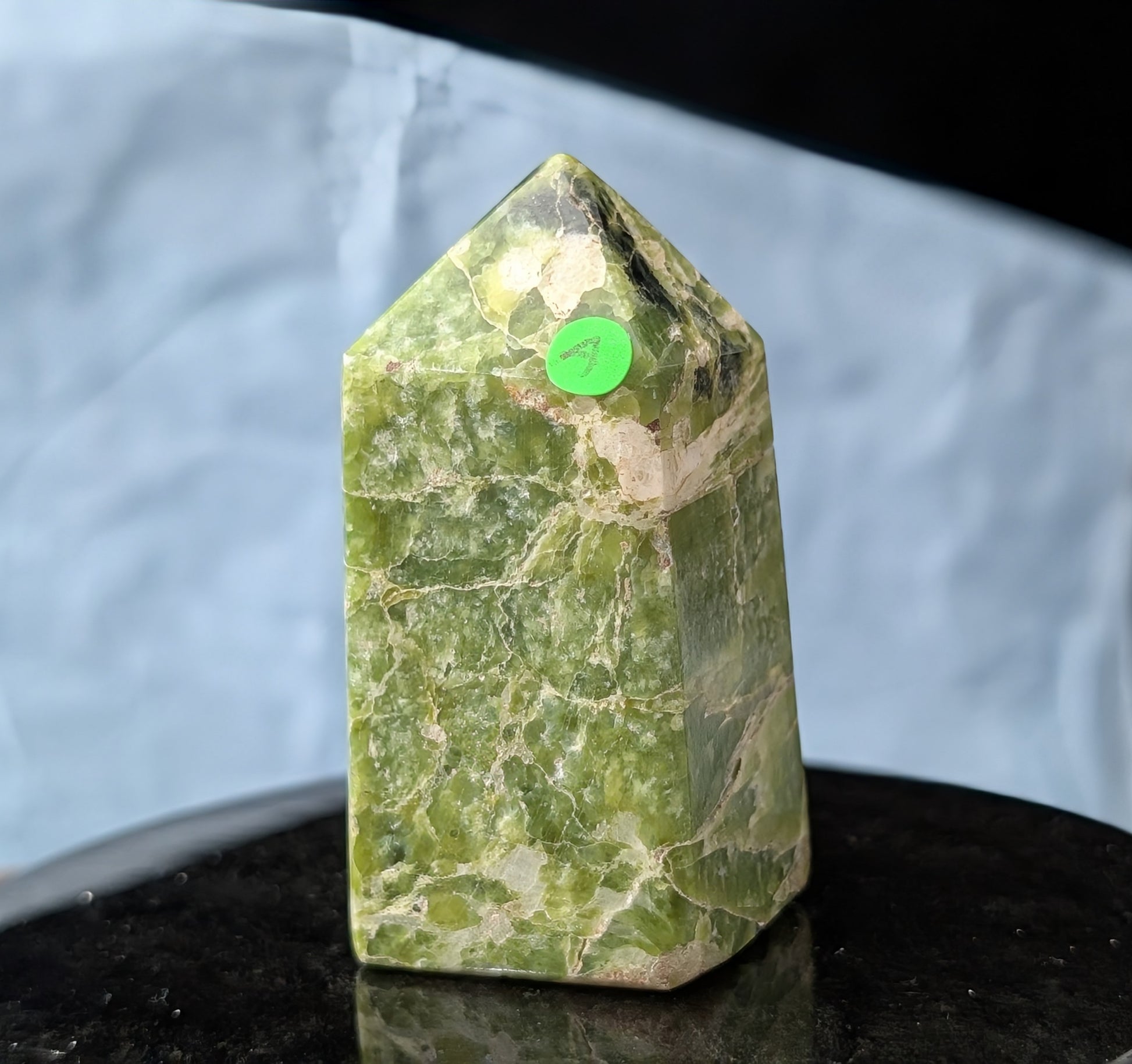 Hand Carved Green Tremolite Tower