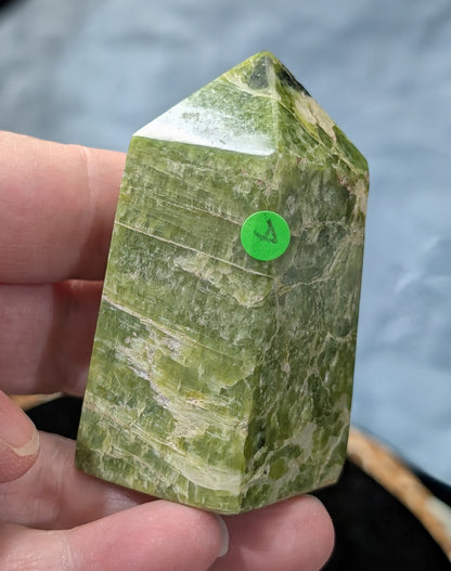 Hand Carved Green Tremolite Tower