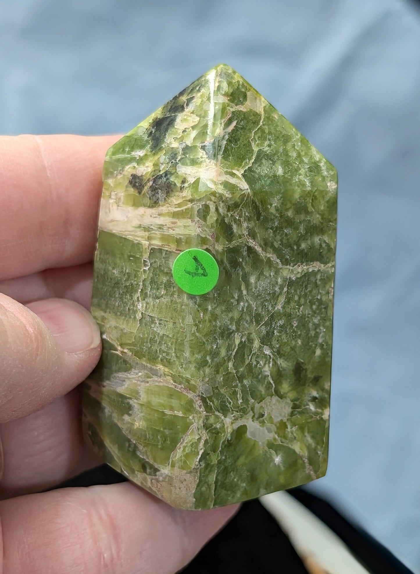 Hand Carved Green Tremolite Tower