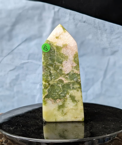 Hand Carved Green Tremolite Tower