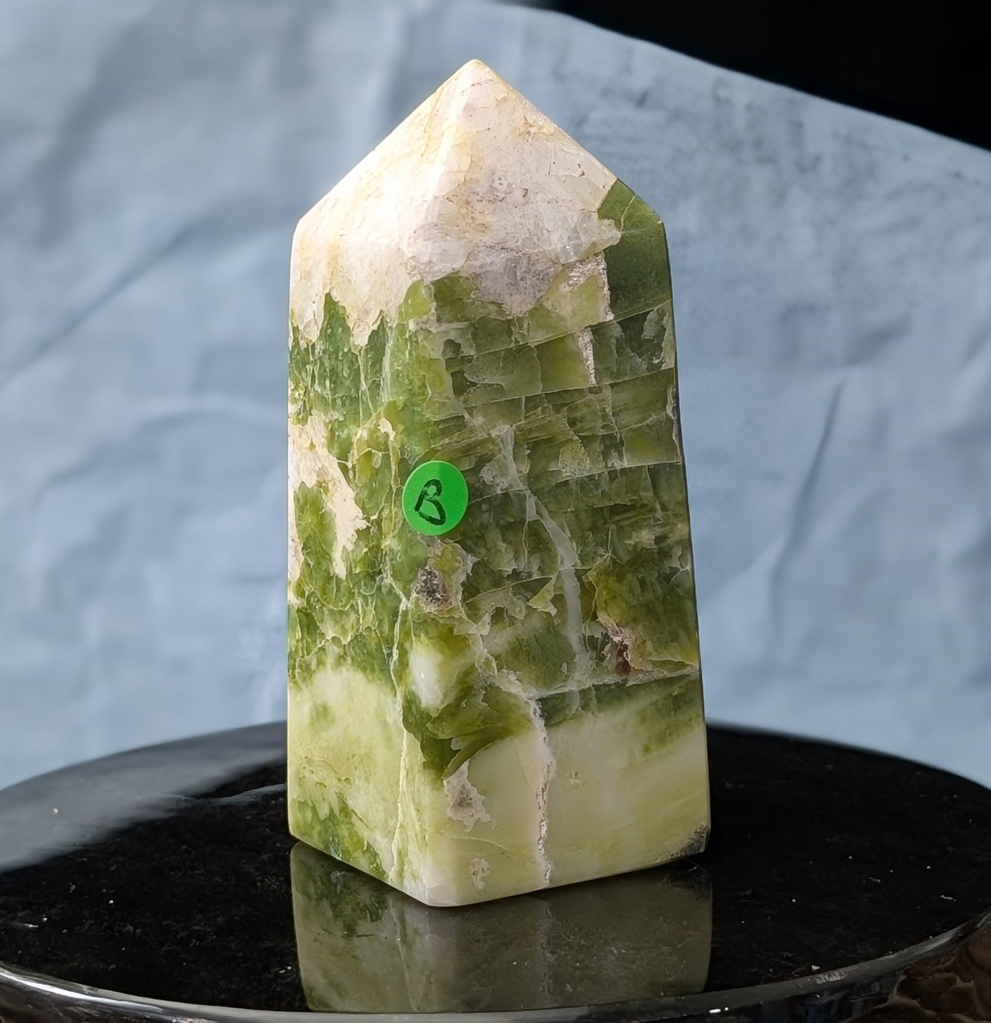 Hand Carved Green Tremolite Tower