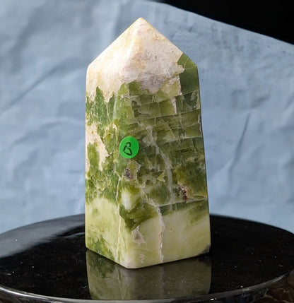 Hand Carved Green Tremolite Tower