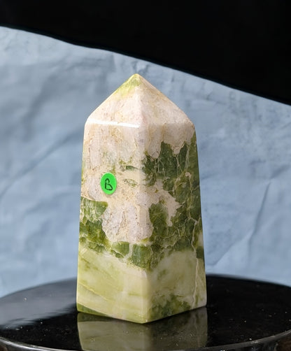 Hand Carved Green Tremolite Tower