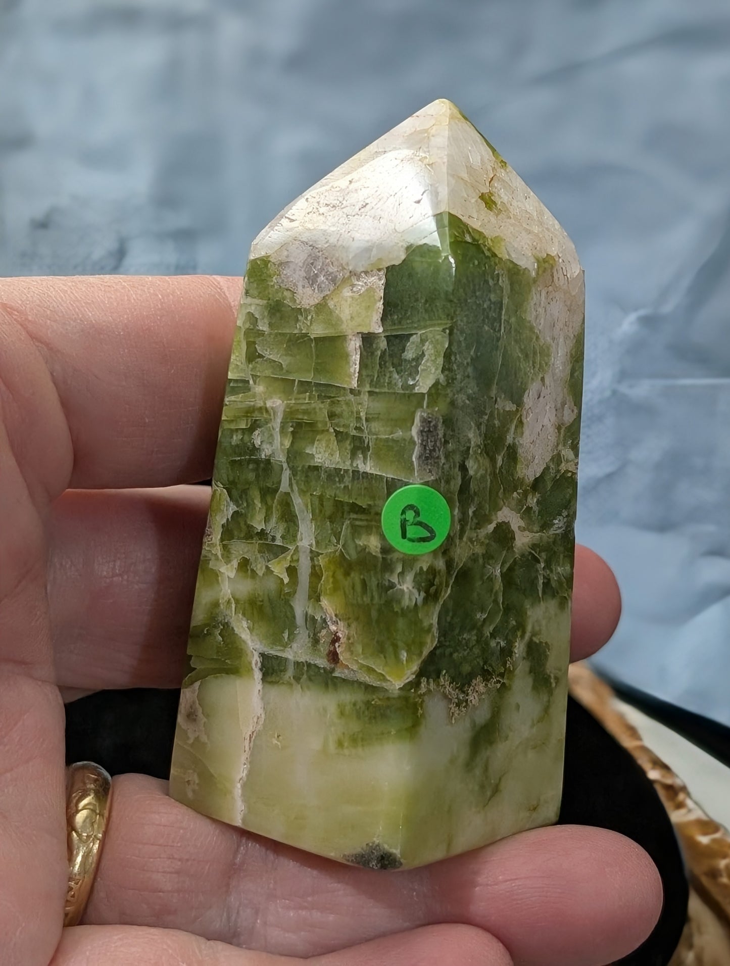 Hand Carved Green Tremolite Tower