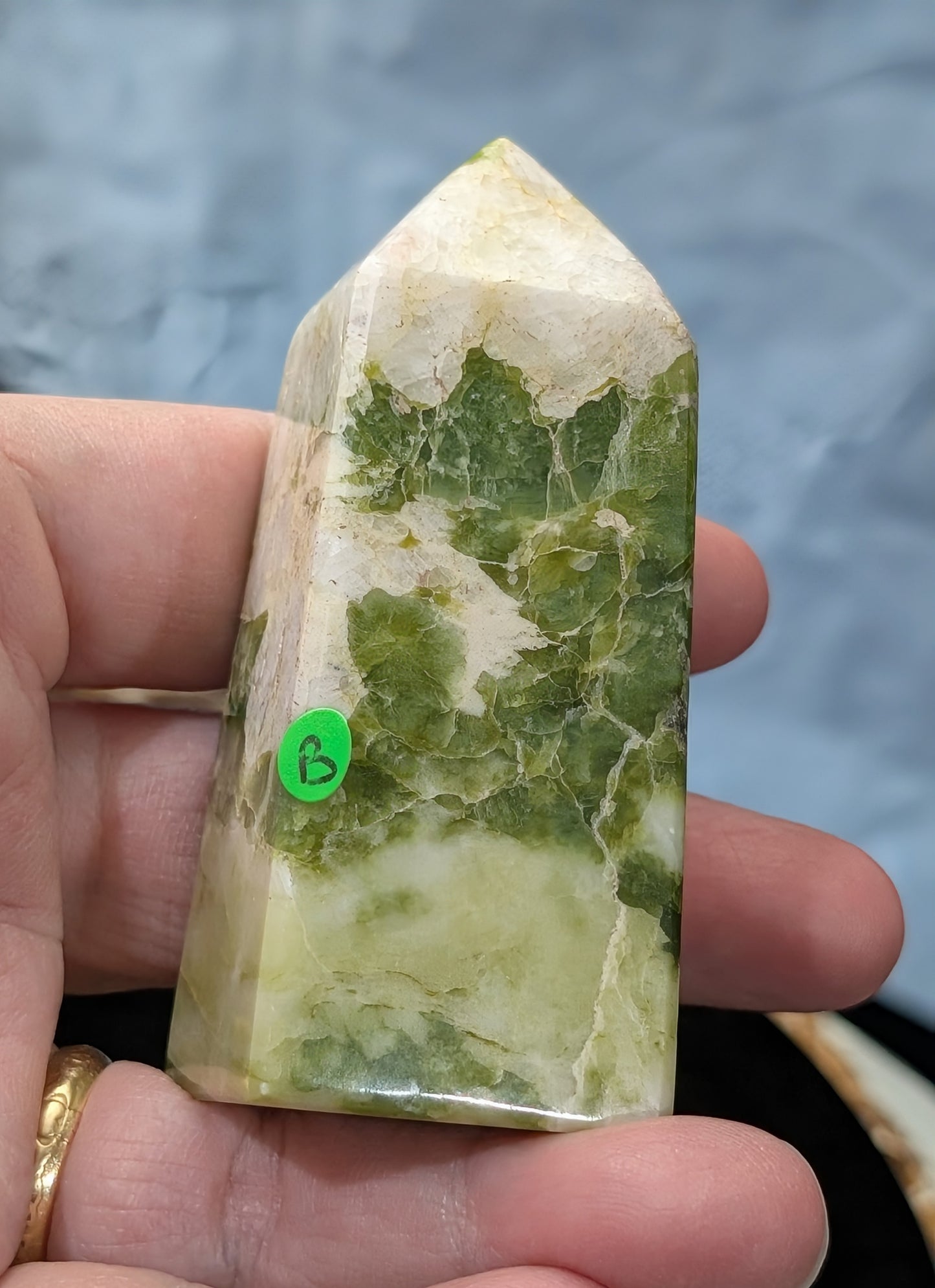 Hand Carved Green Tremolite Tower