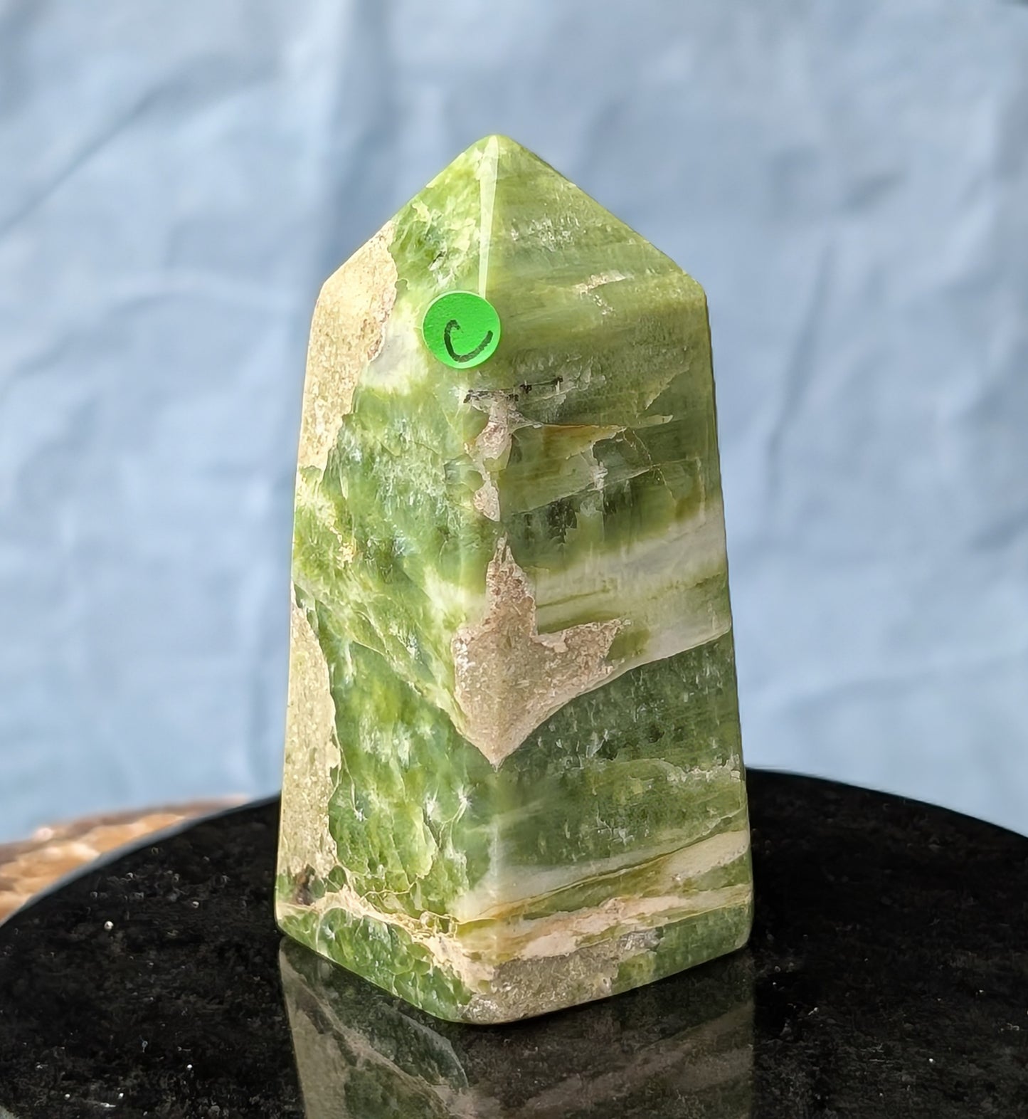 Hand Carved Green Tremolite Tower