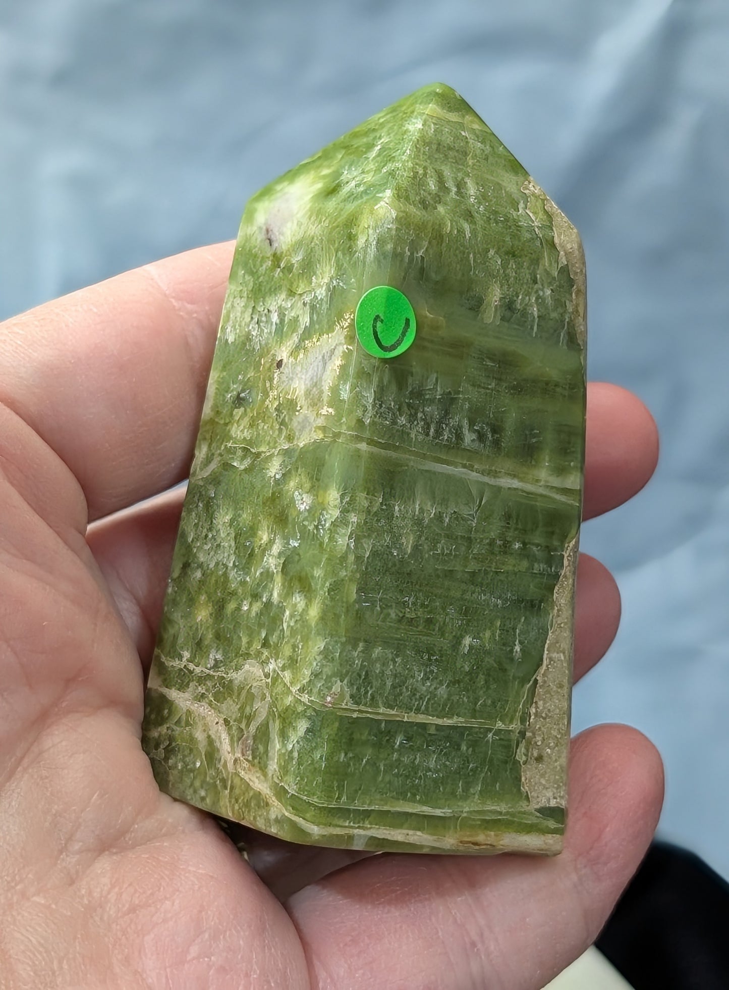 Hand Carved Green Tremolite Tower
