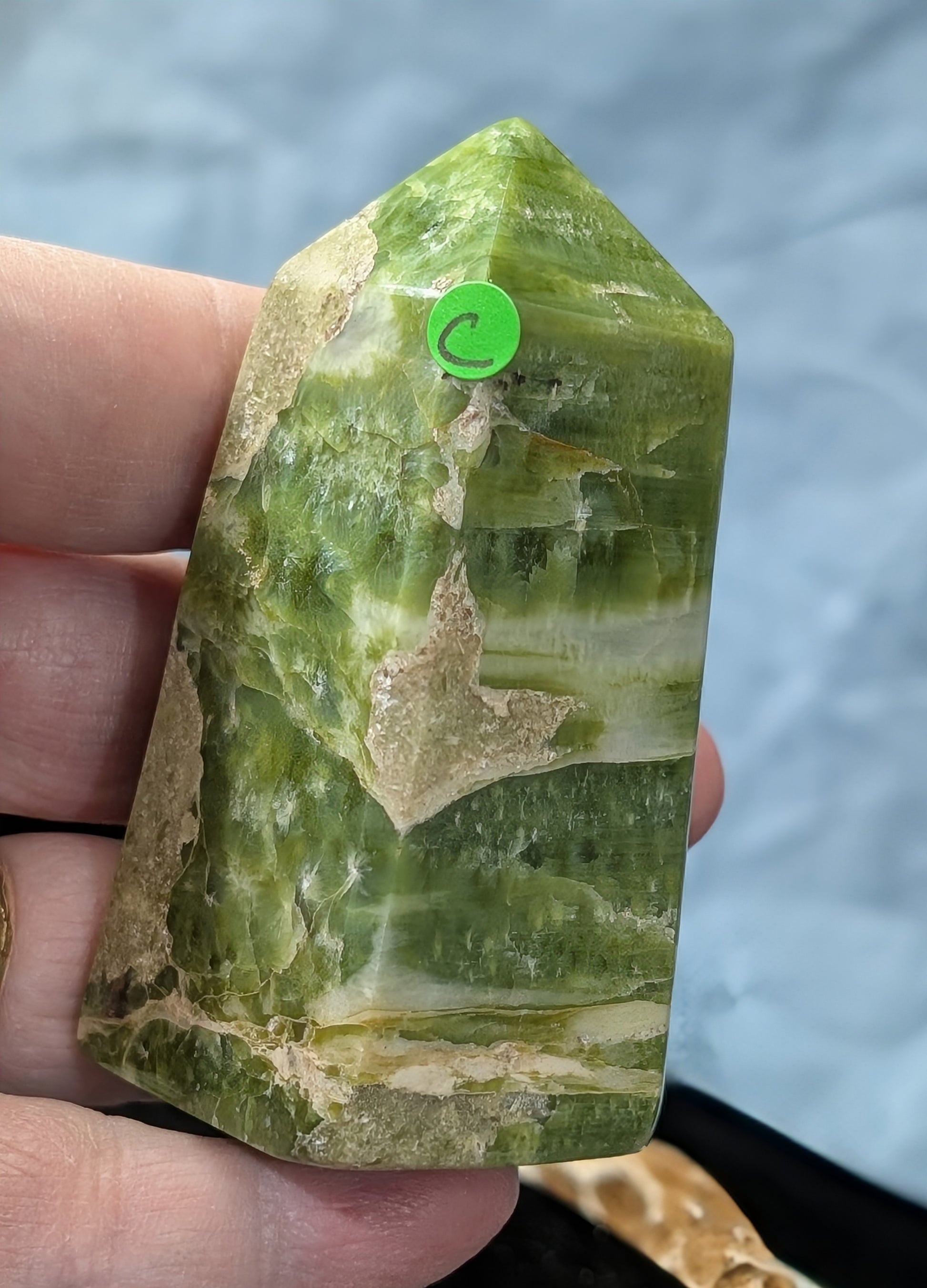 Hand Carved Green Tremolite Tower