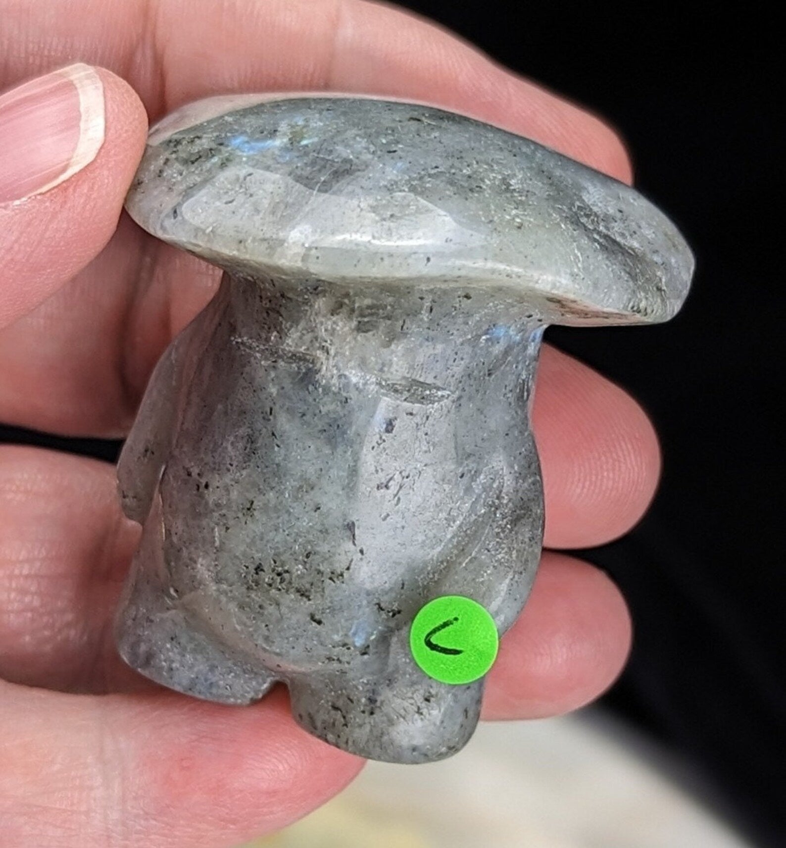 Hand Carved Labradorite Mushroom Man Figurine 1C1