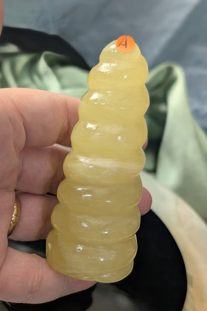 Hand Carved Lemon Calcite Unicorn Horn