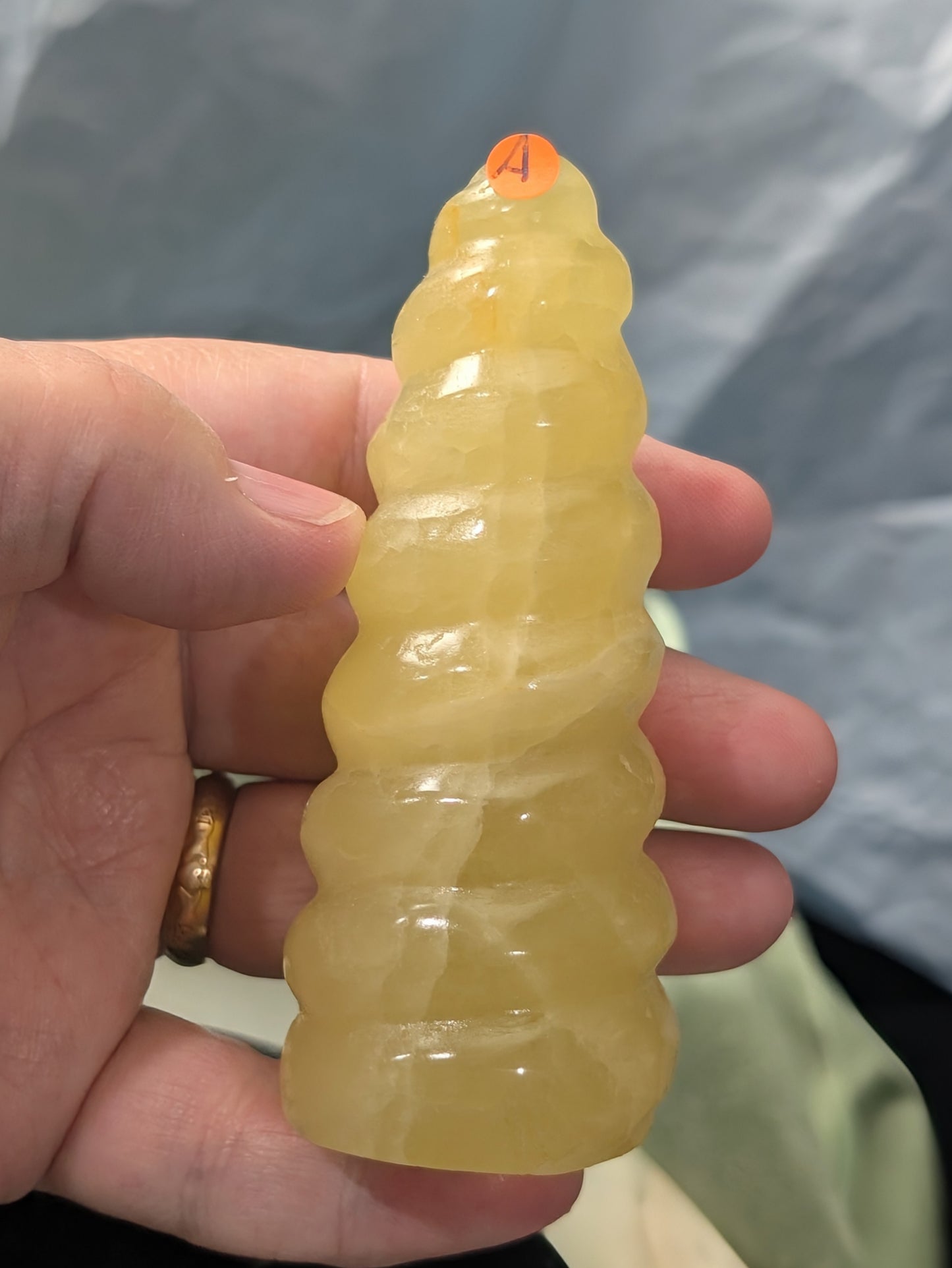 Hand Carved Lemon Calcite Unicorn Horn