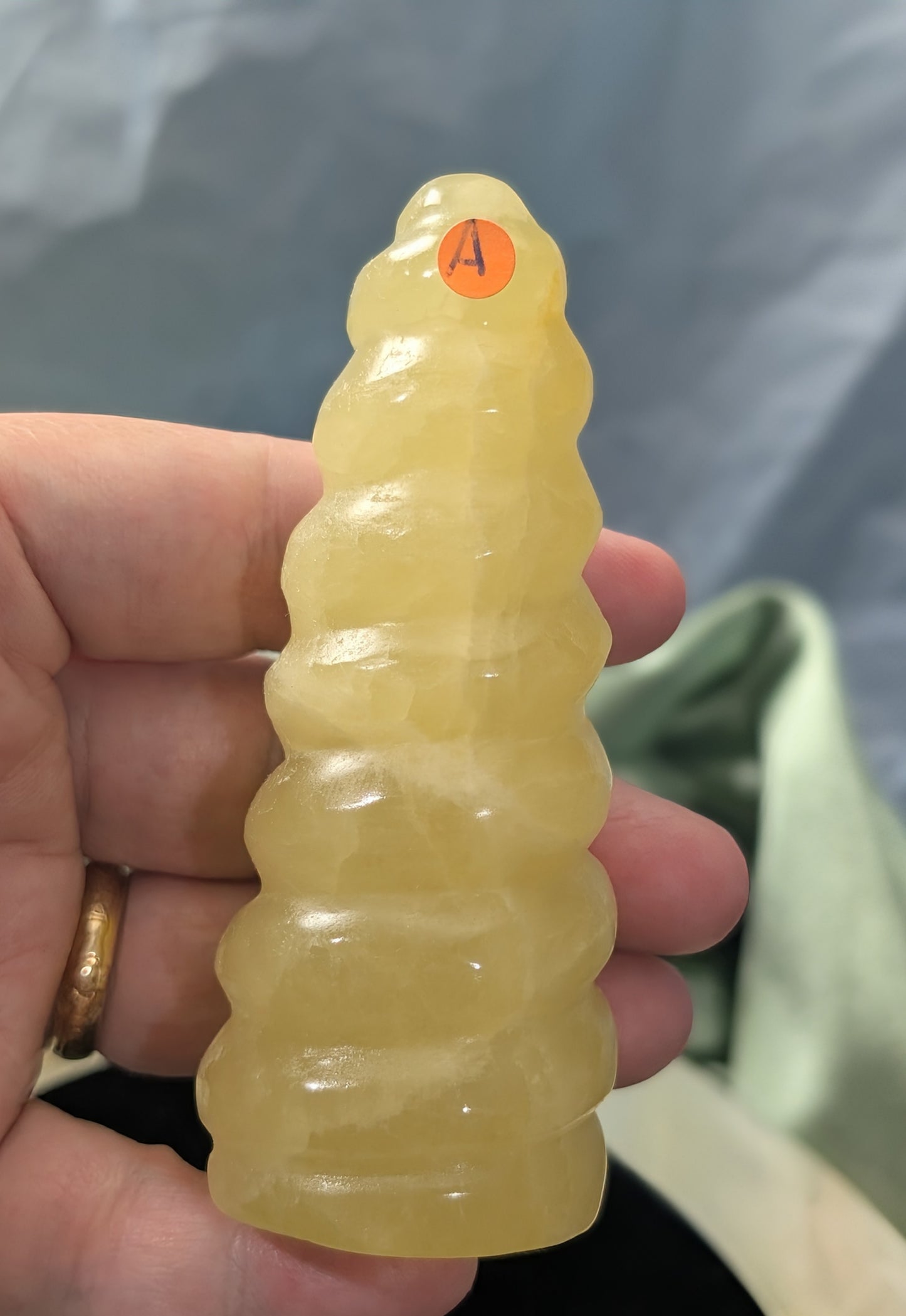 Hand Carved Lemon Calcite Unicorn Horn