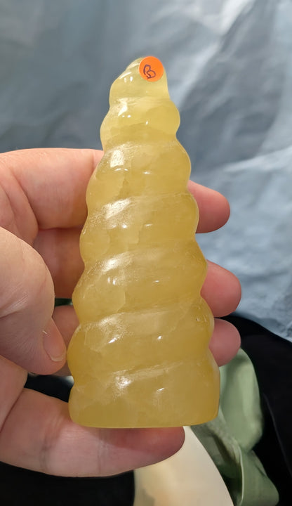 Hand Carved Lemon Calcite Unicorn Horn