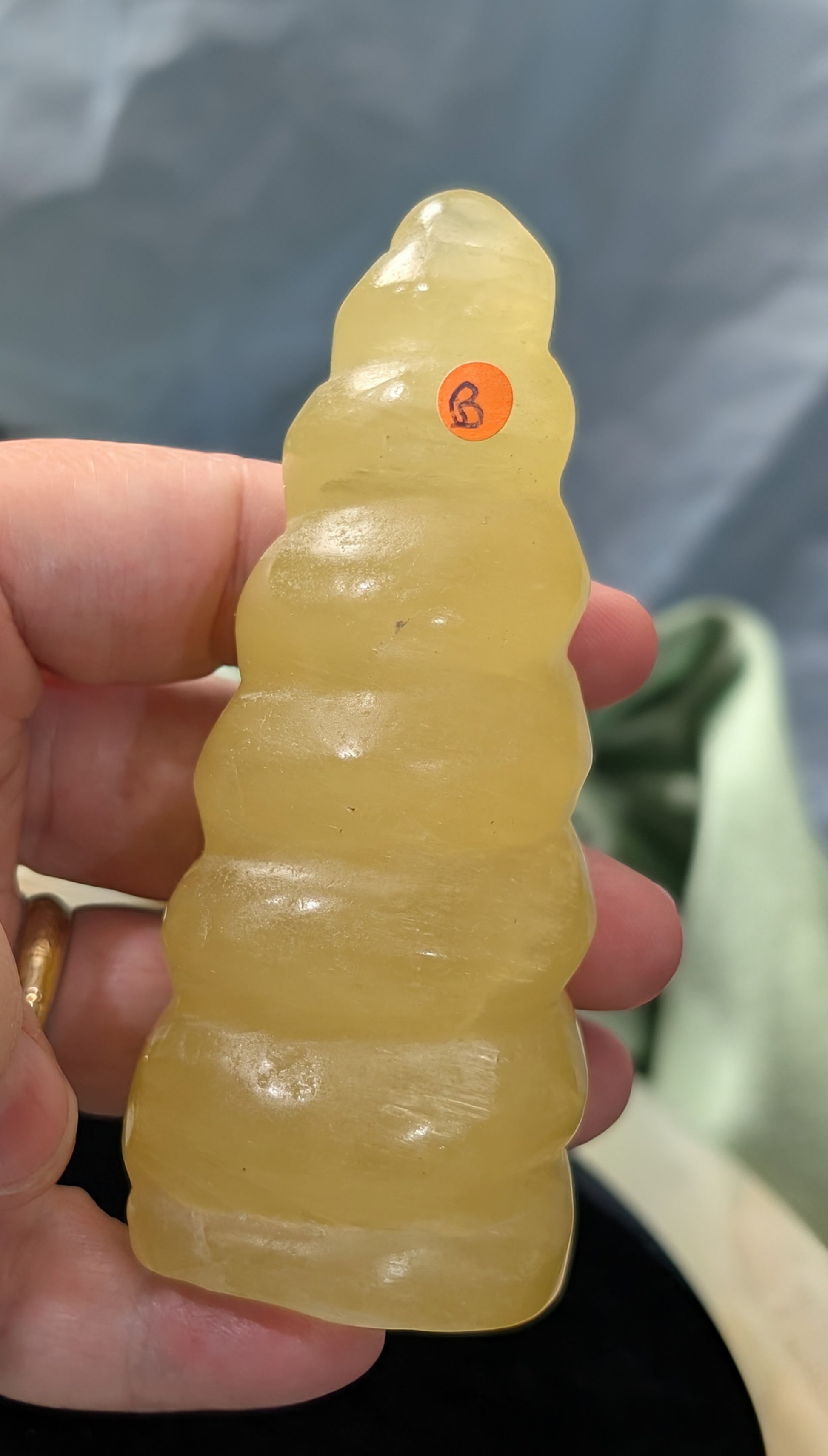 Hand Carved Lemon Calcite Unicorn Horn