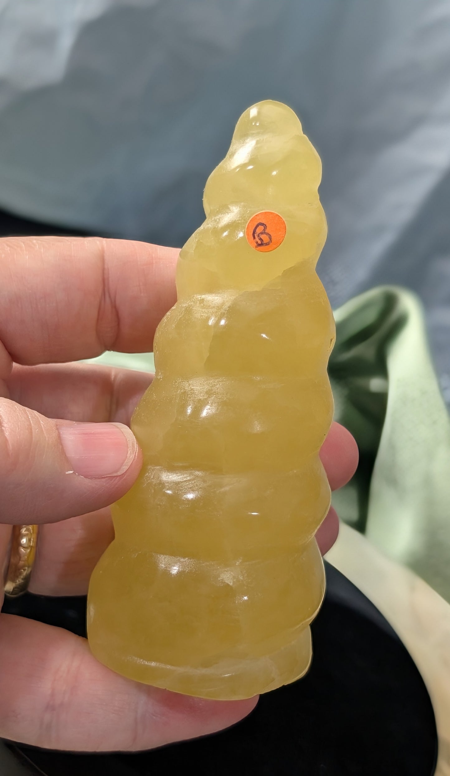 Hand Carved Lemon Calcite Unicorn Horn
