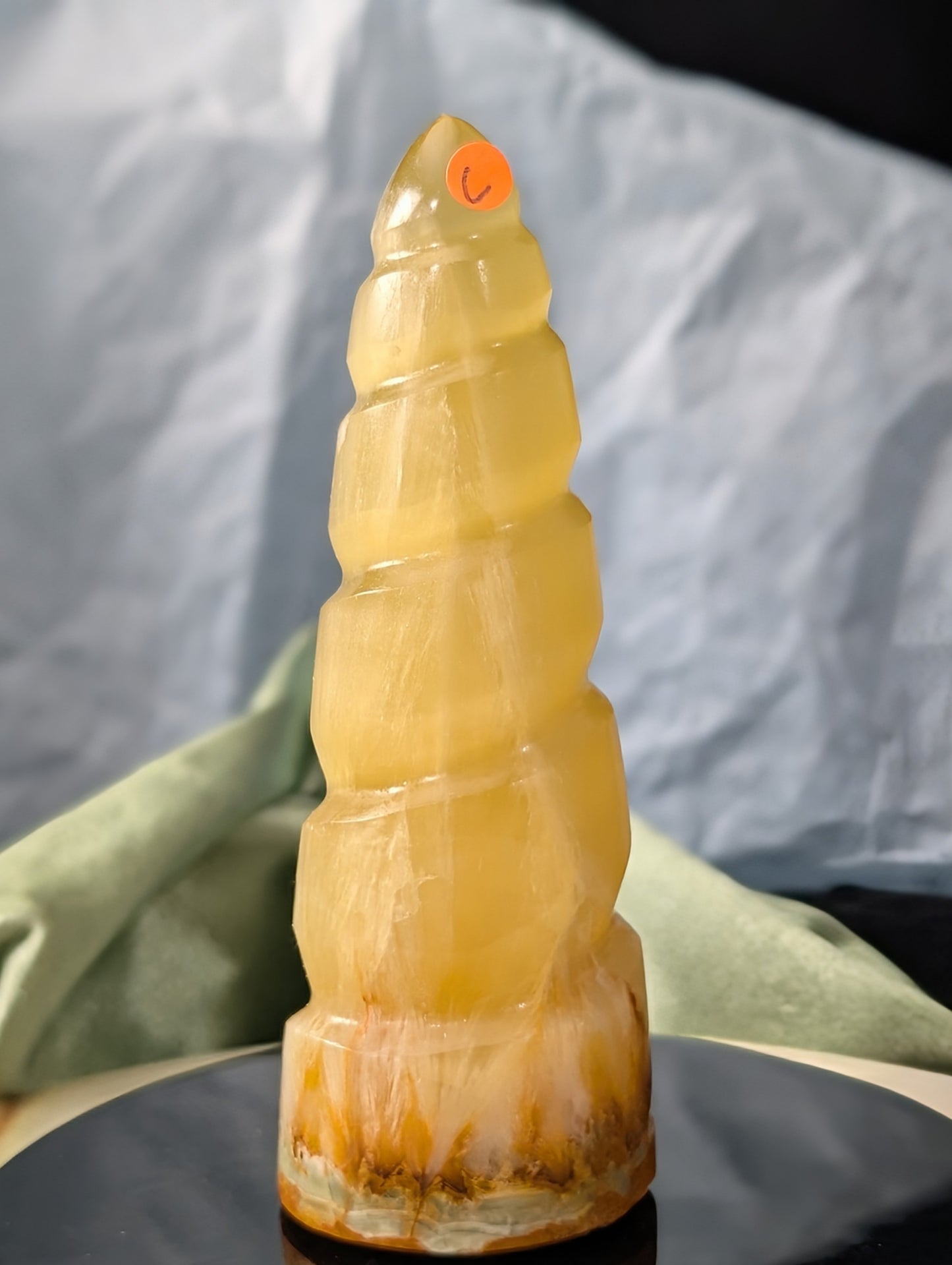 Hand Carved Lemon Calcite Unicorn Horn