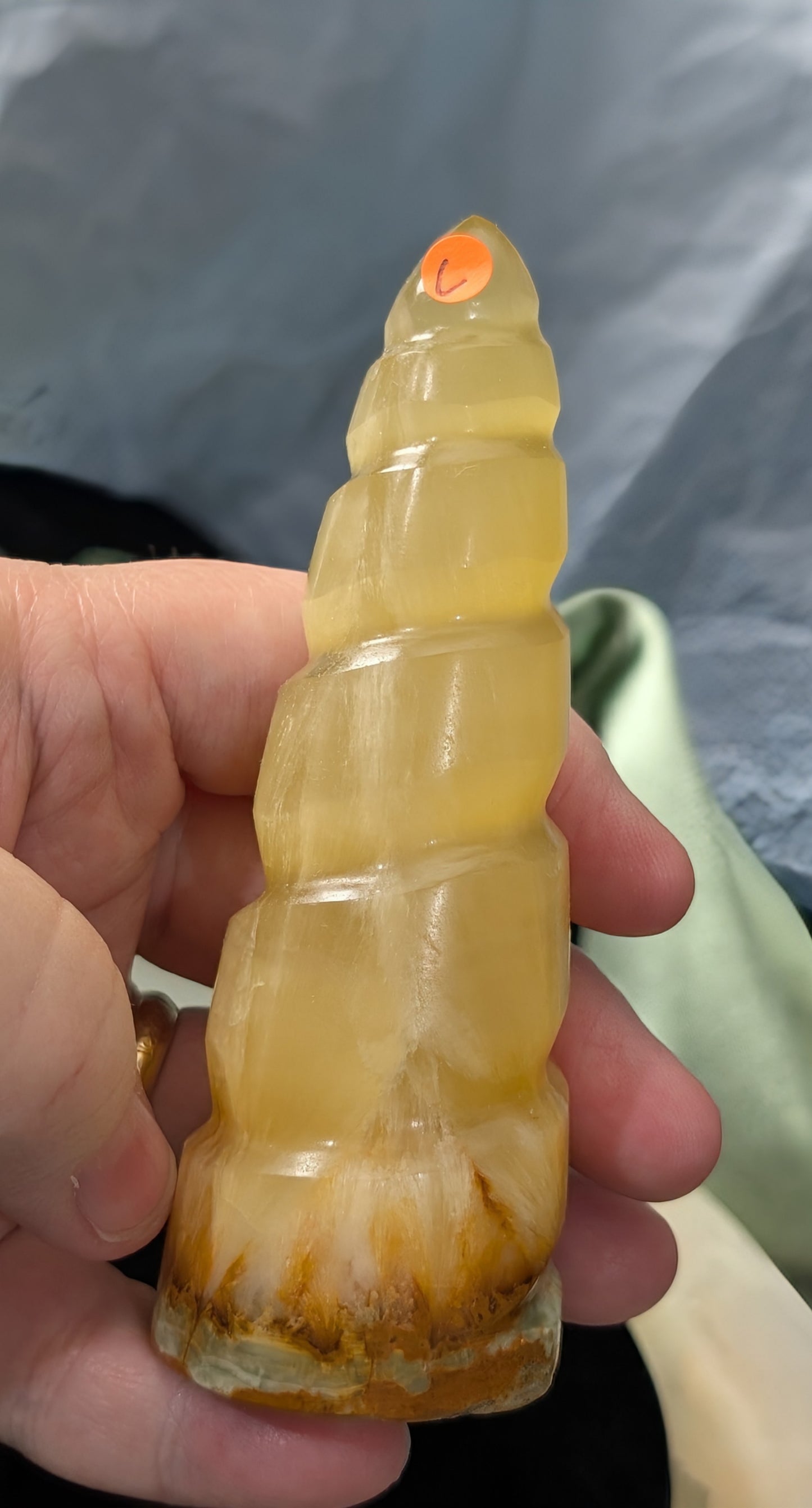 Hand Carved Lemon Calcite Unicorn Horn