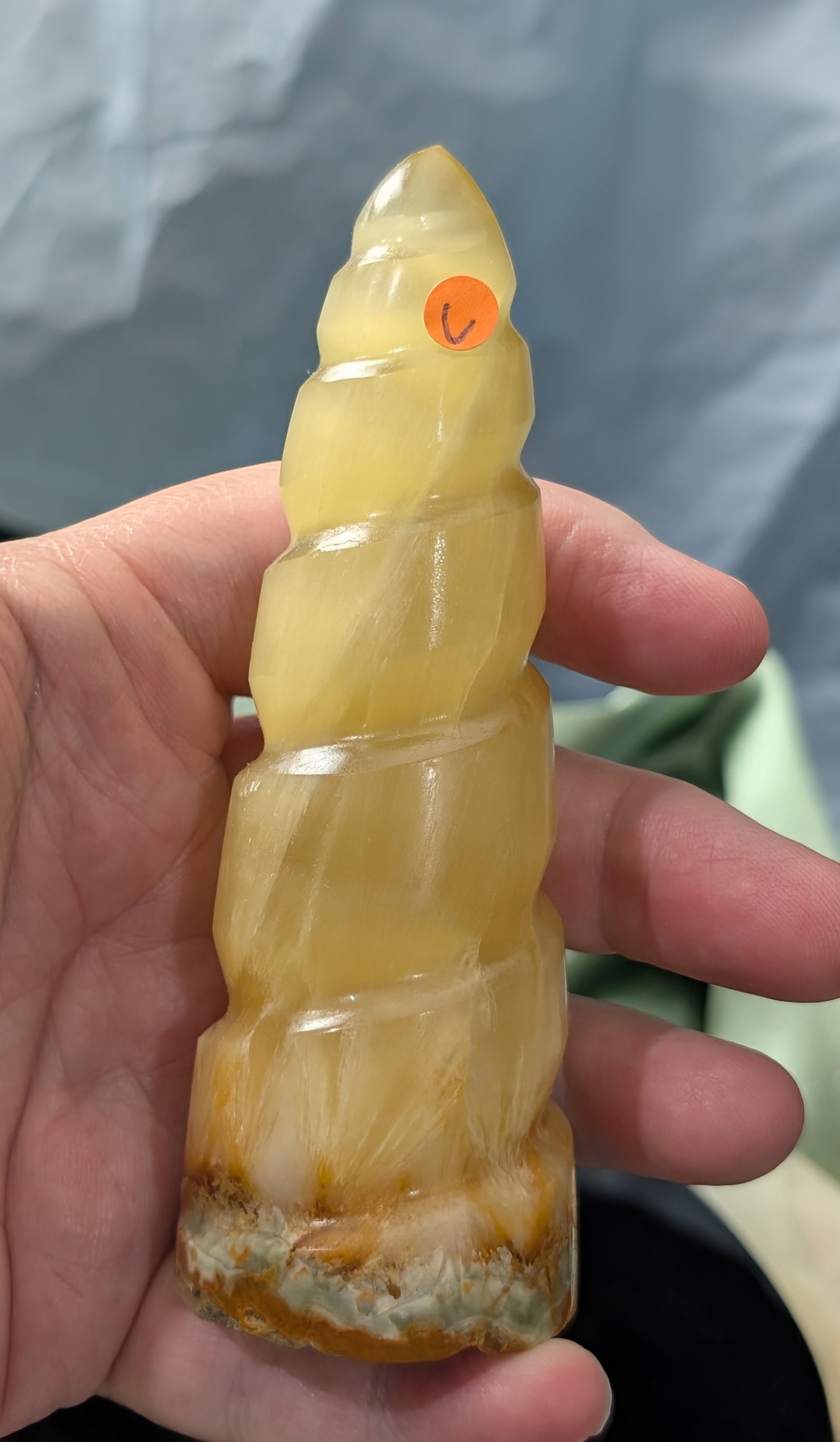 Hand Carved Lemon Calcite Unicorn Horn