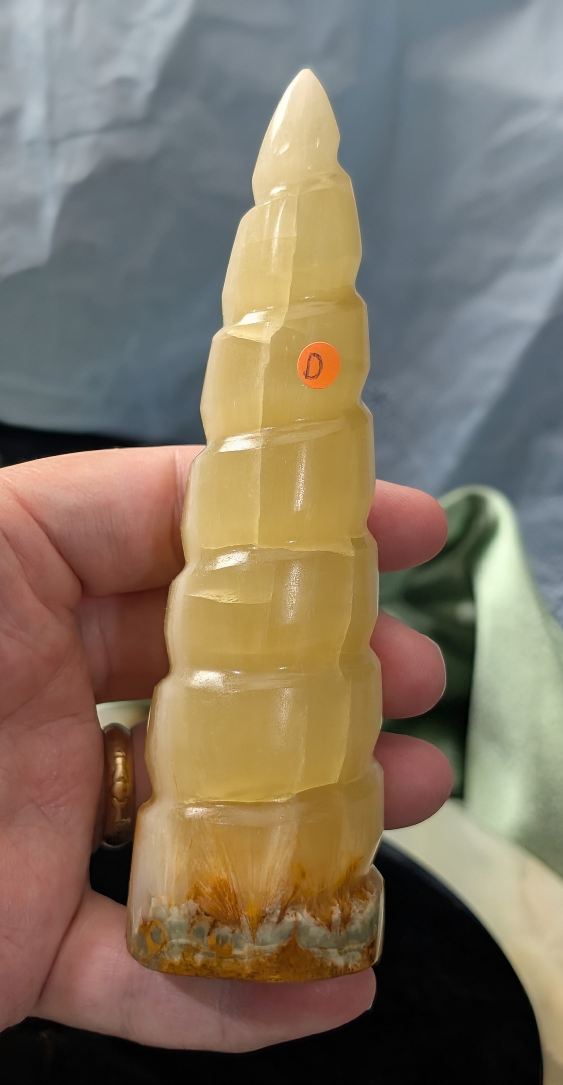 Hand Carved Lemon Calcite Unicorn Horn