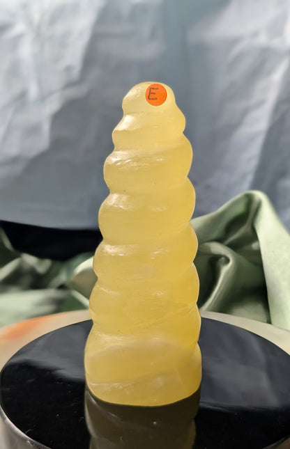 Hand Carved Lemon Calcite Unicorn Horn