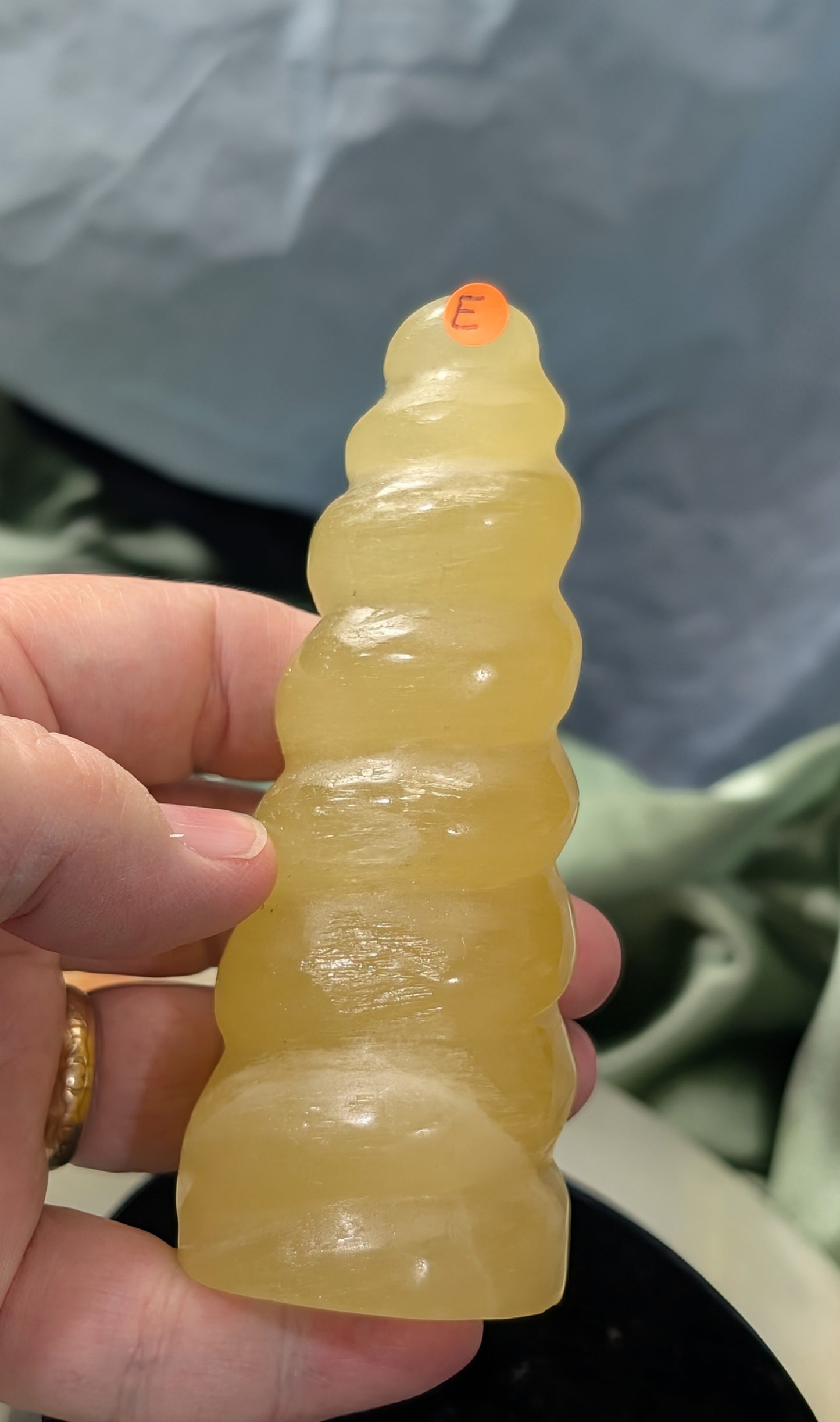 Hand Carved Lemon Calcite Unicorn Horn