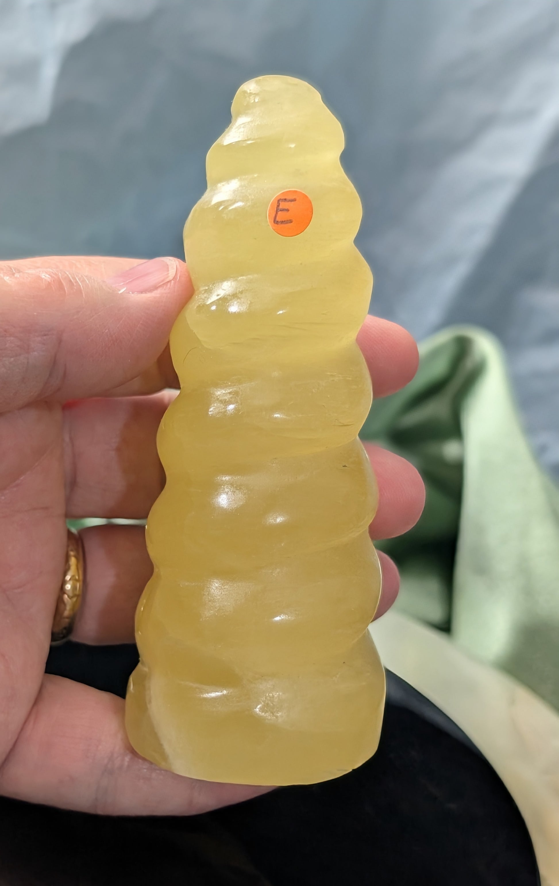 Hand Carved Lemon Calcite Unicorn Horn