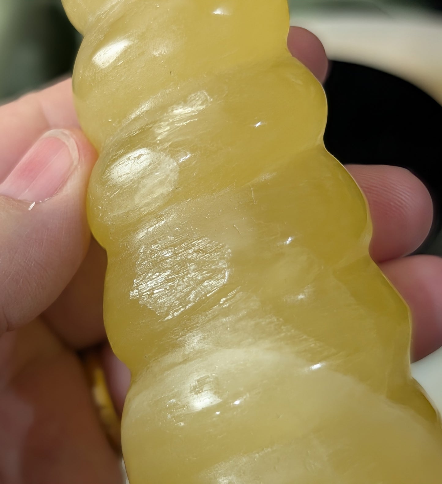 Hand Carved Lemon Calcite Unicorn Horn