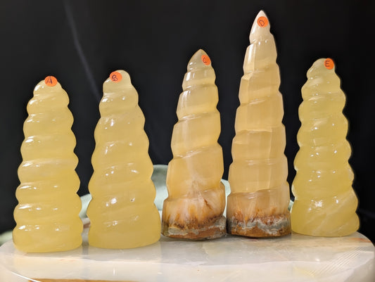Hand Carved Lemon Calcite Unicorn Horns