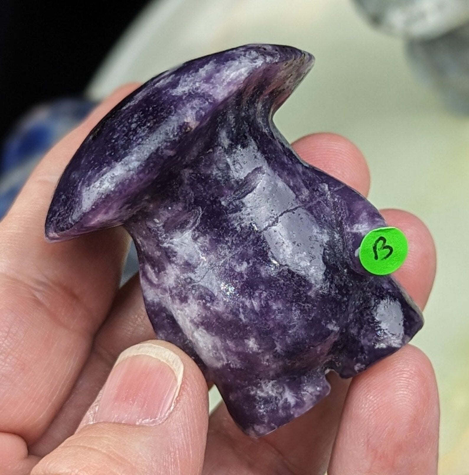 Hand Carved Lepidolite Mushroom Man Figurine 1B1