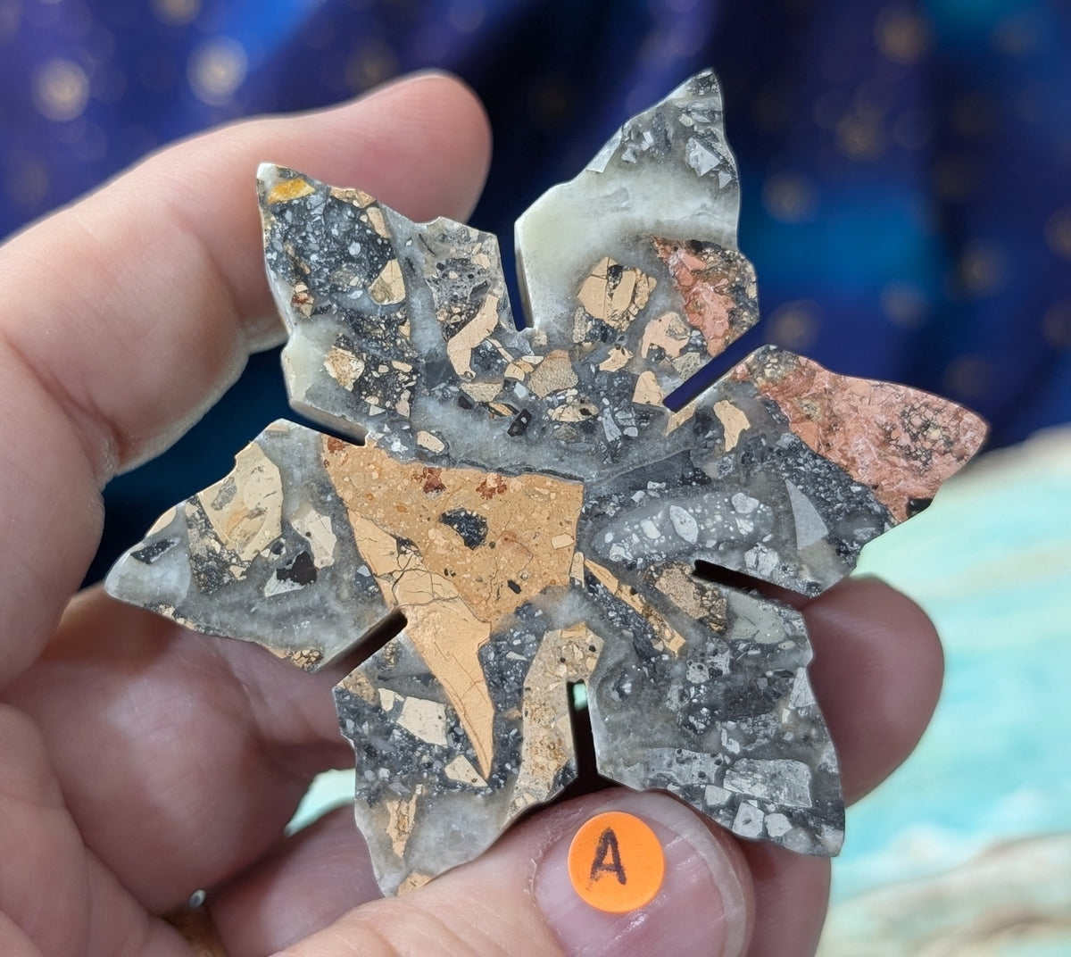 Hand Carved Maligano Jasper Snowflake