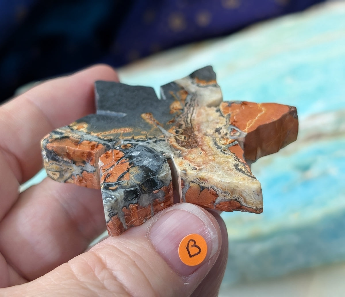 Hand Carved Maligano Jasper Snowflake