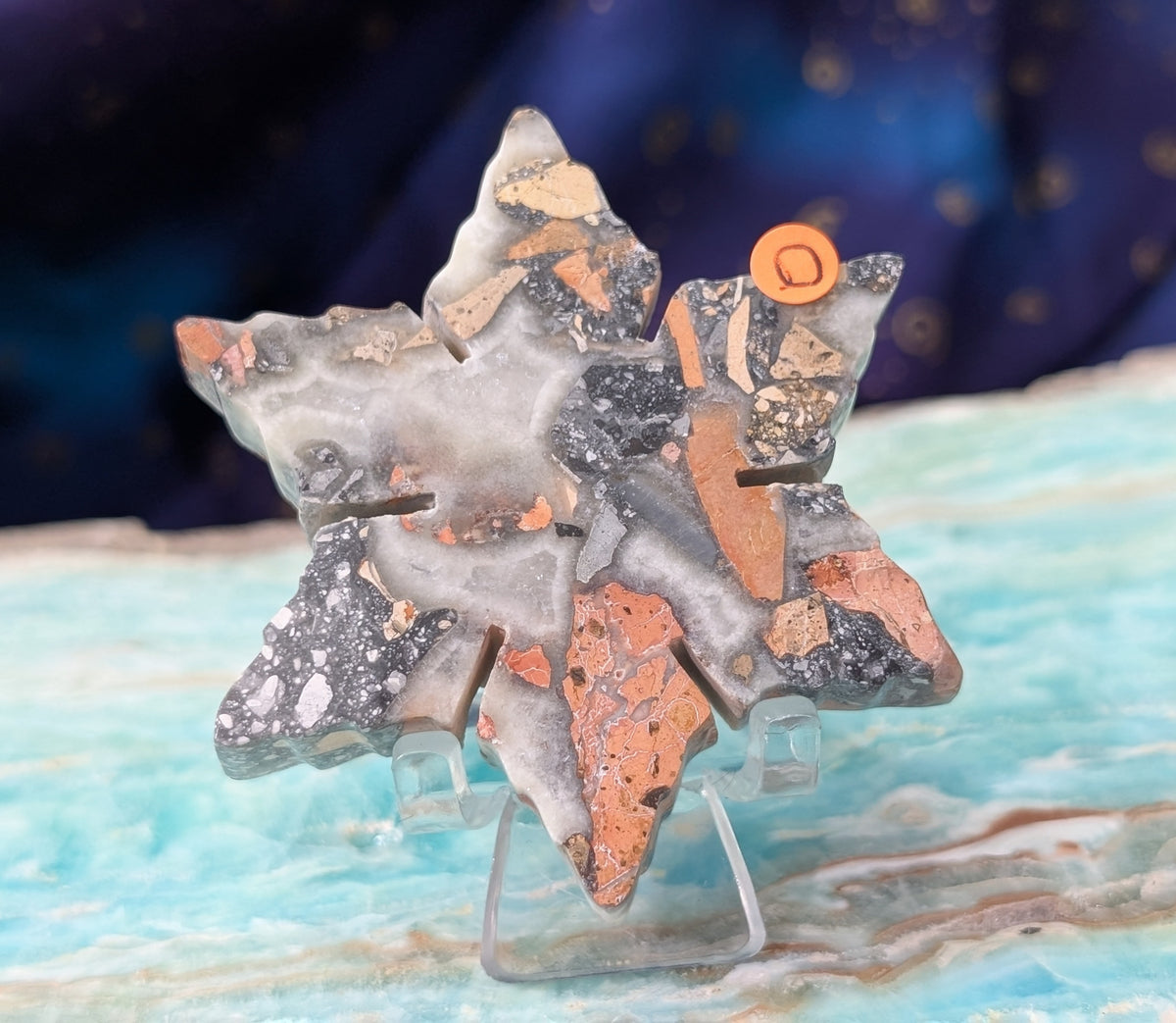 Hand Carved Maligano Jasper Snowflake