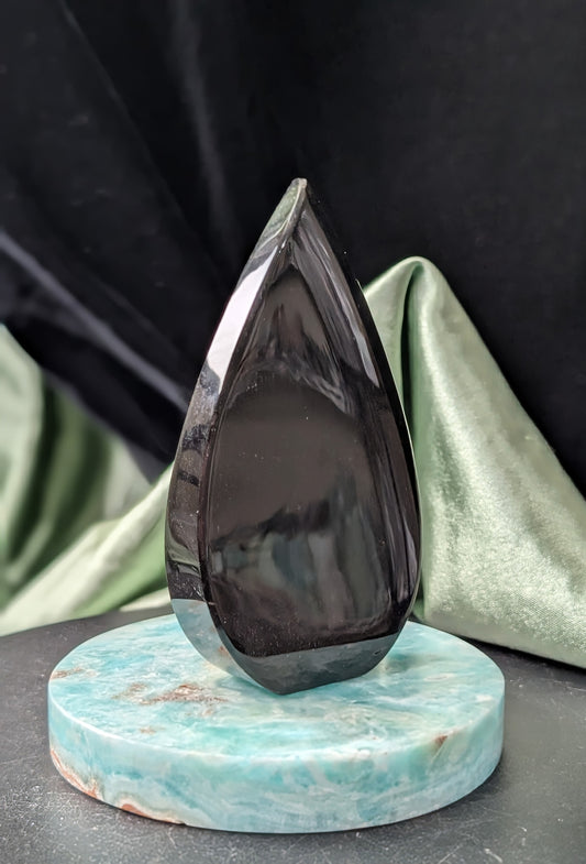 Hand Carved Natural Obsidian Flame