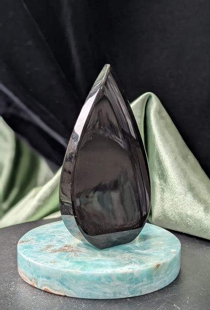Hand Carved Natural Obsidian Flame