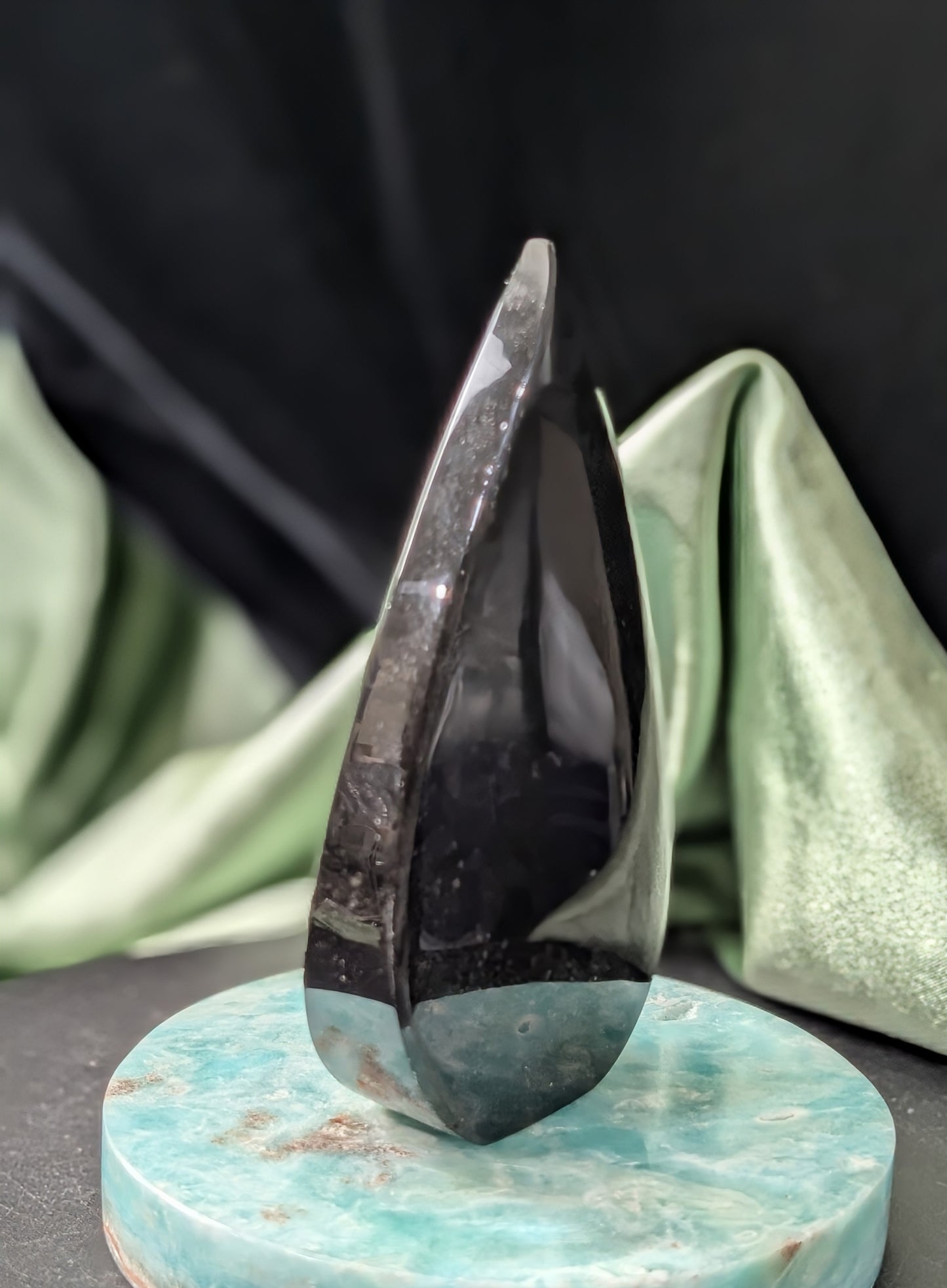 Hand Carved Natural Obsidian Flame