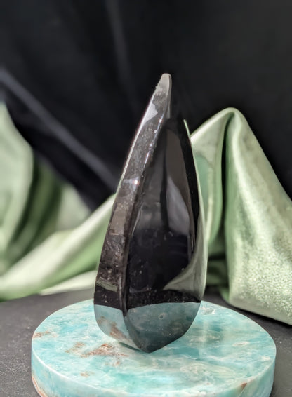 Hand Carved Natural Obsidian Flame
