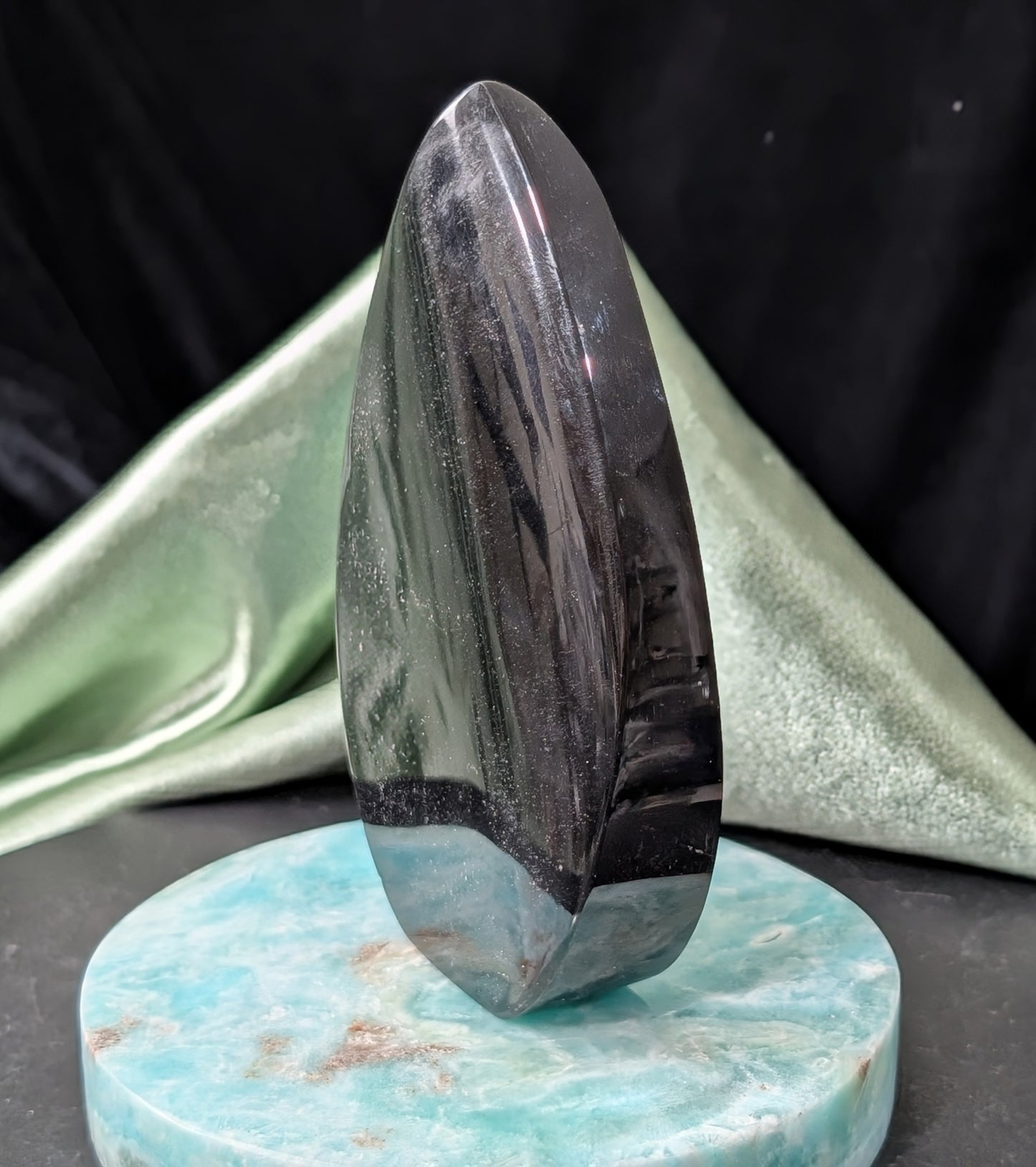 Hand Carved Natural Obsidian Flame