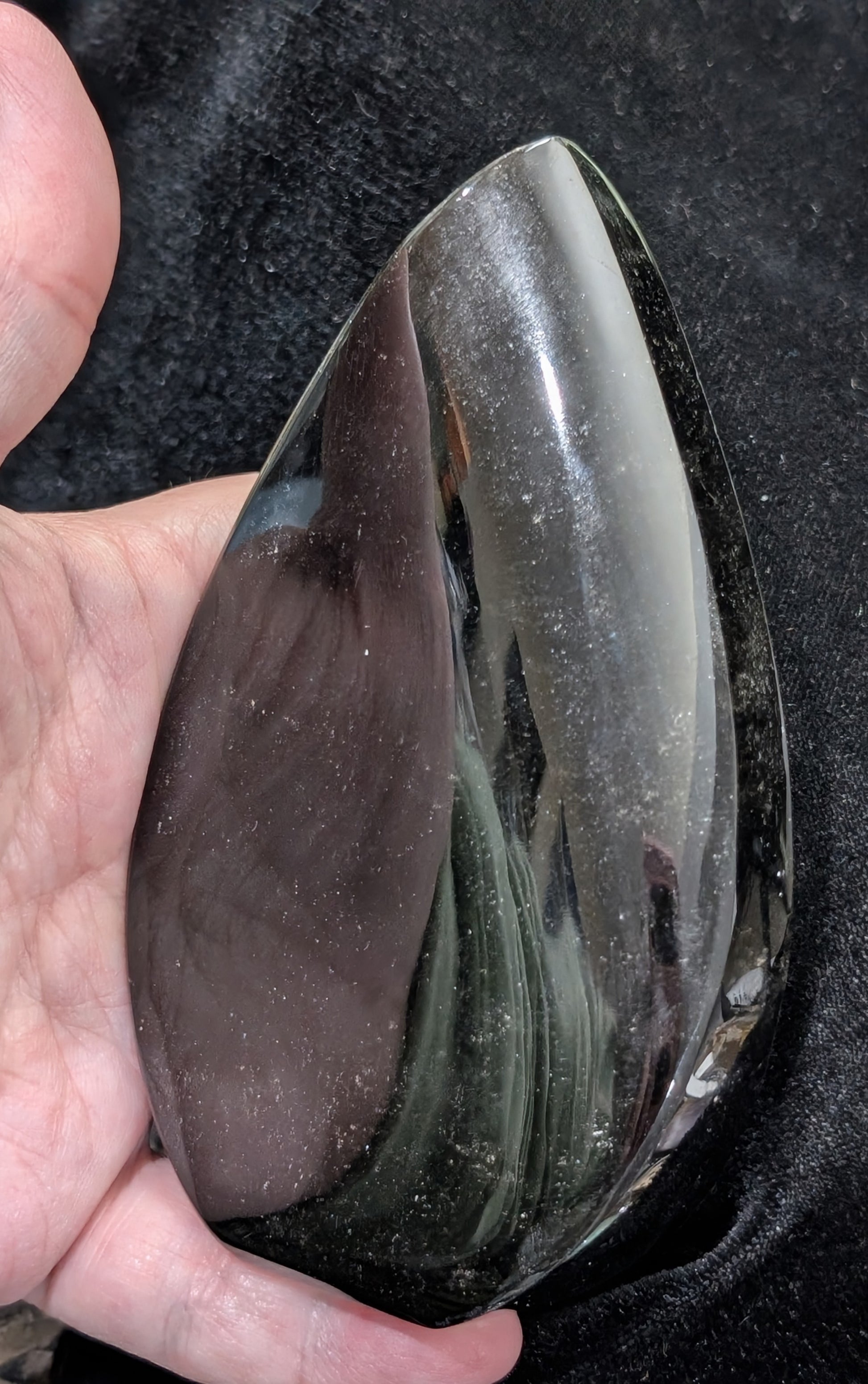 Hand Carved Natural Obsidian Flame