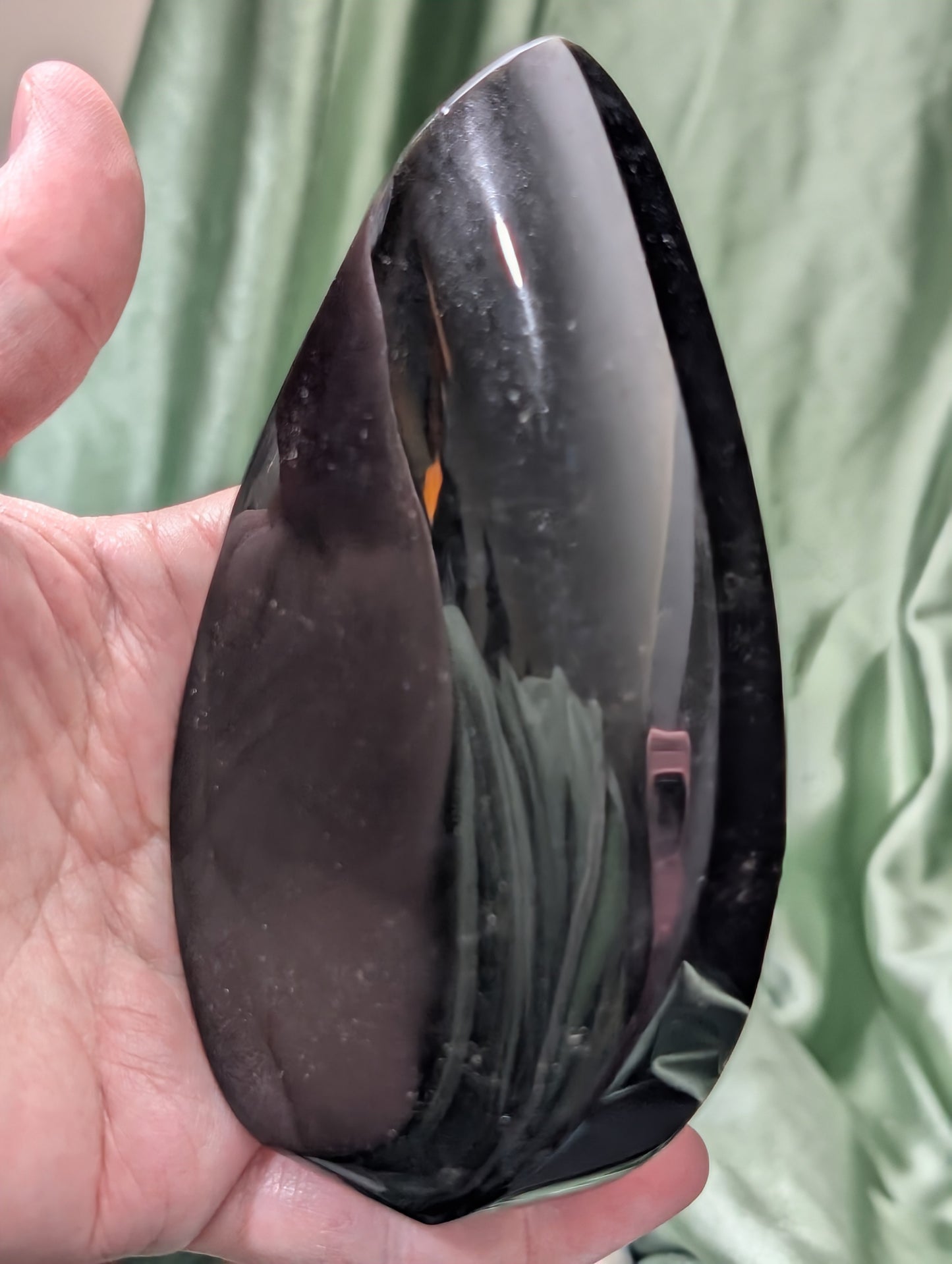 Hand Carved Natural Obsidian Flame