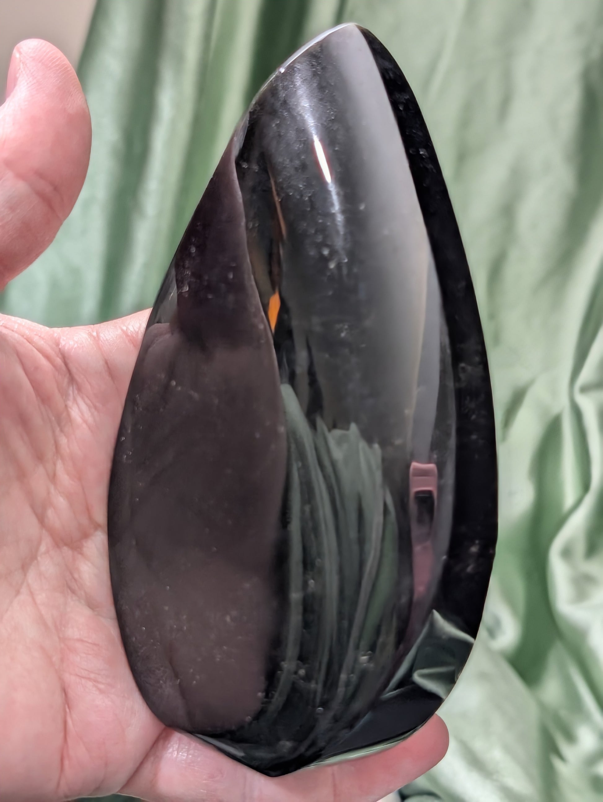 Hand Carved Natural Obsidian Flame